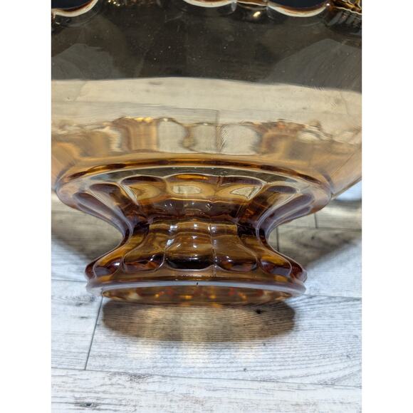 VTG Westmoreland Amber Glass Doric Lattice Lace Centerpiece/Fruit Bowl - Picture 4 of 5